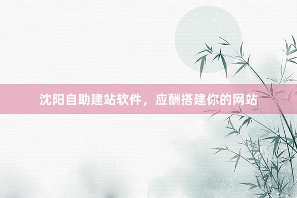 沈阳自助建站软件，应酬搭建你的网站